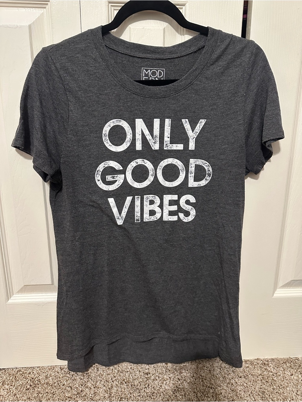 Modern Lux Charcoal Graphic 'Only Good Vibes' Short Sleeve Tee